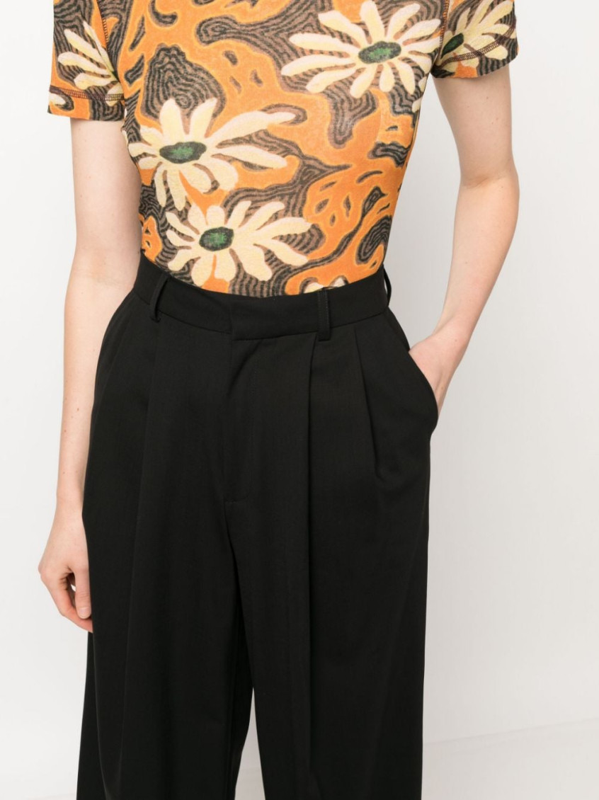 Black Wide leg wool trousers
