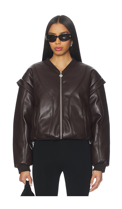 OW Collection BLOUSON EN CUIR VALENTINA en Brown. L. Also en M