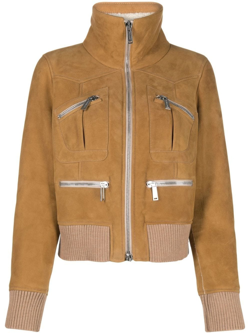 Light Brown Zipped-up Bomber Jacket