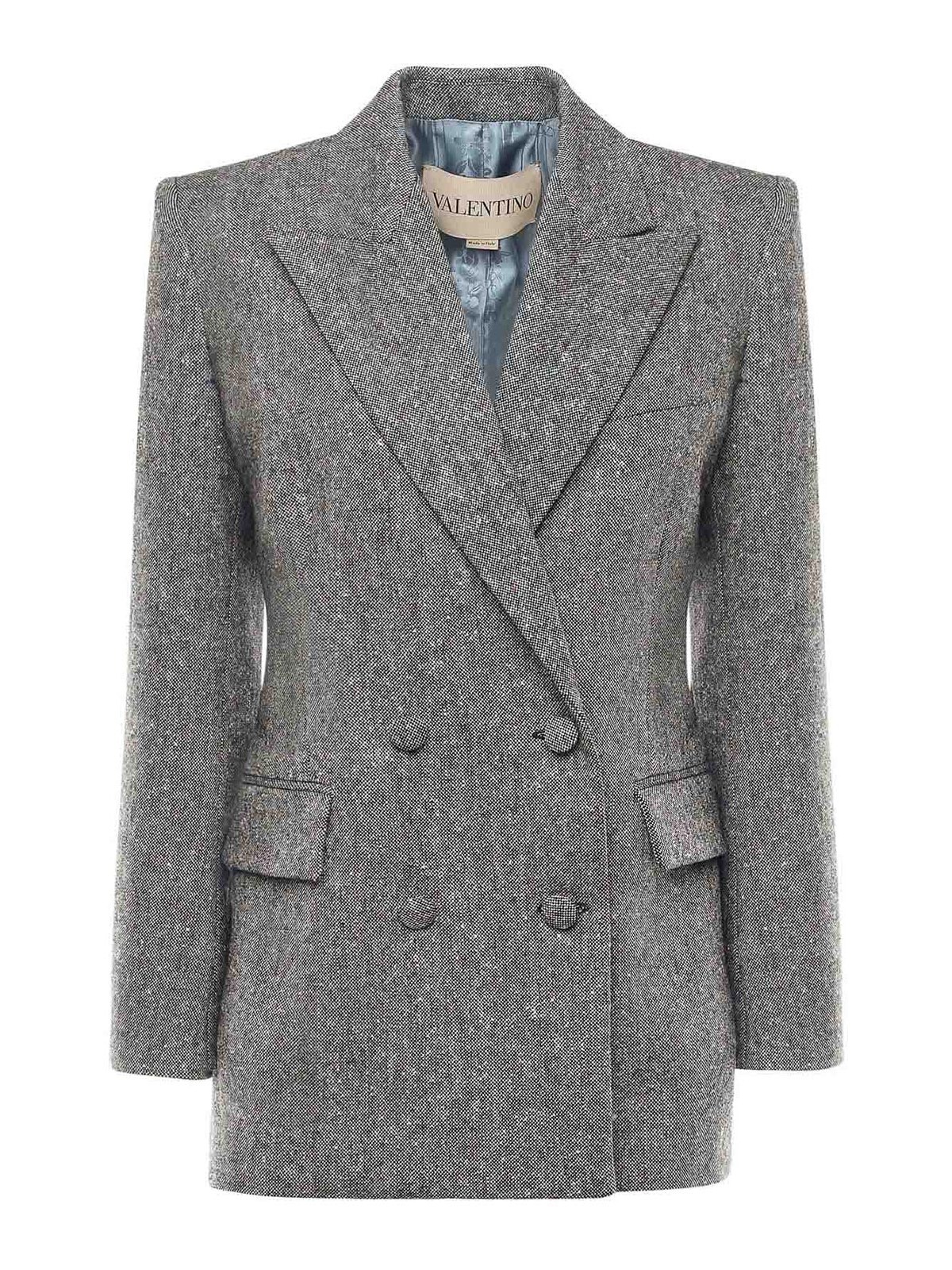 Double-Breasted Natte Buttoned Blazer