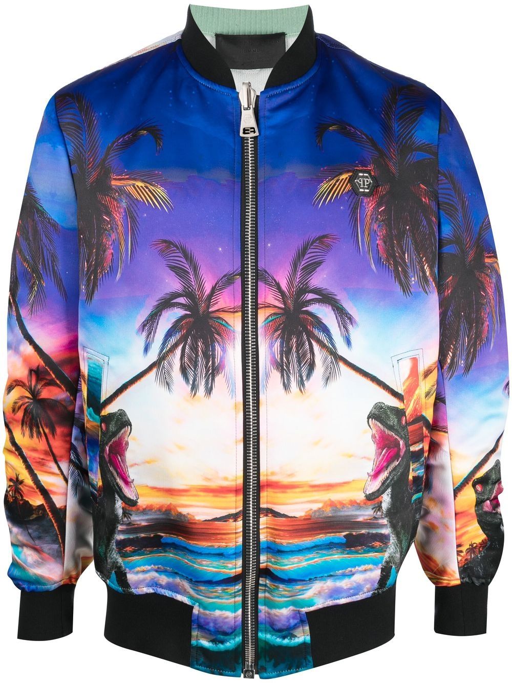 Hawaii printed bomber jacket - Blue