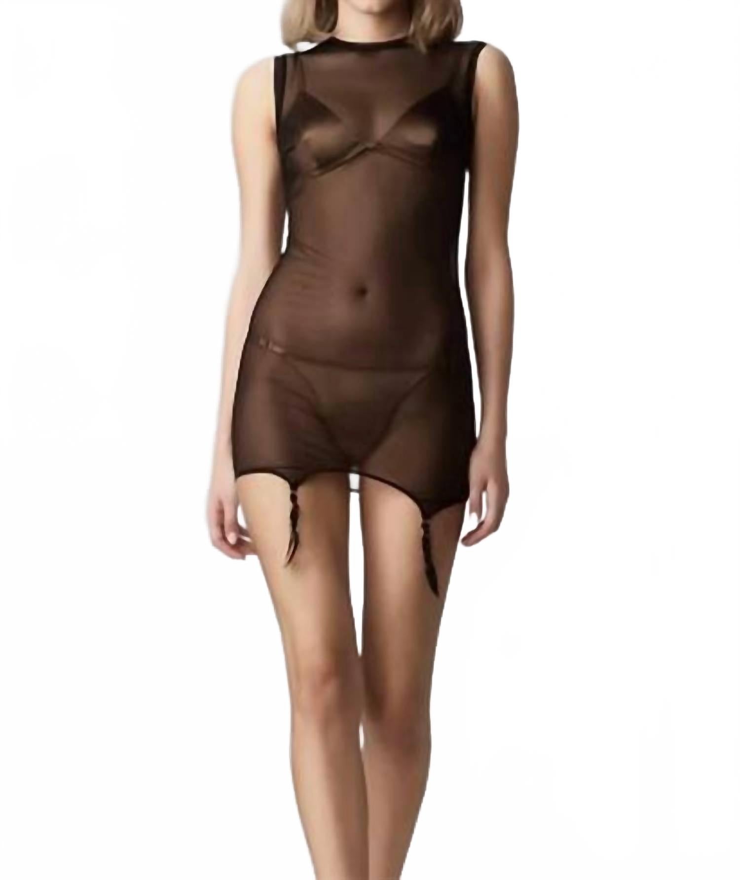 Garter Sheer Dress In Black