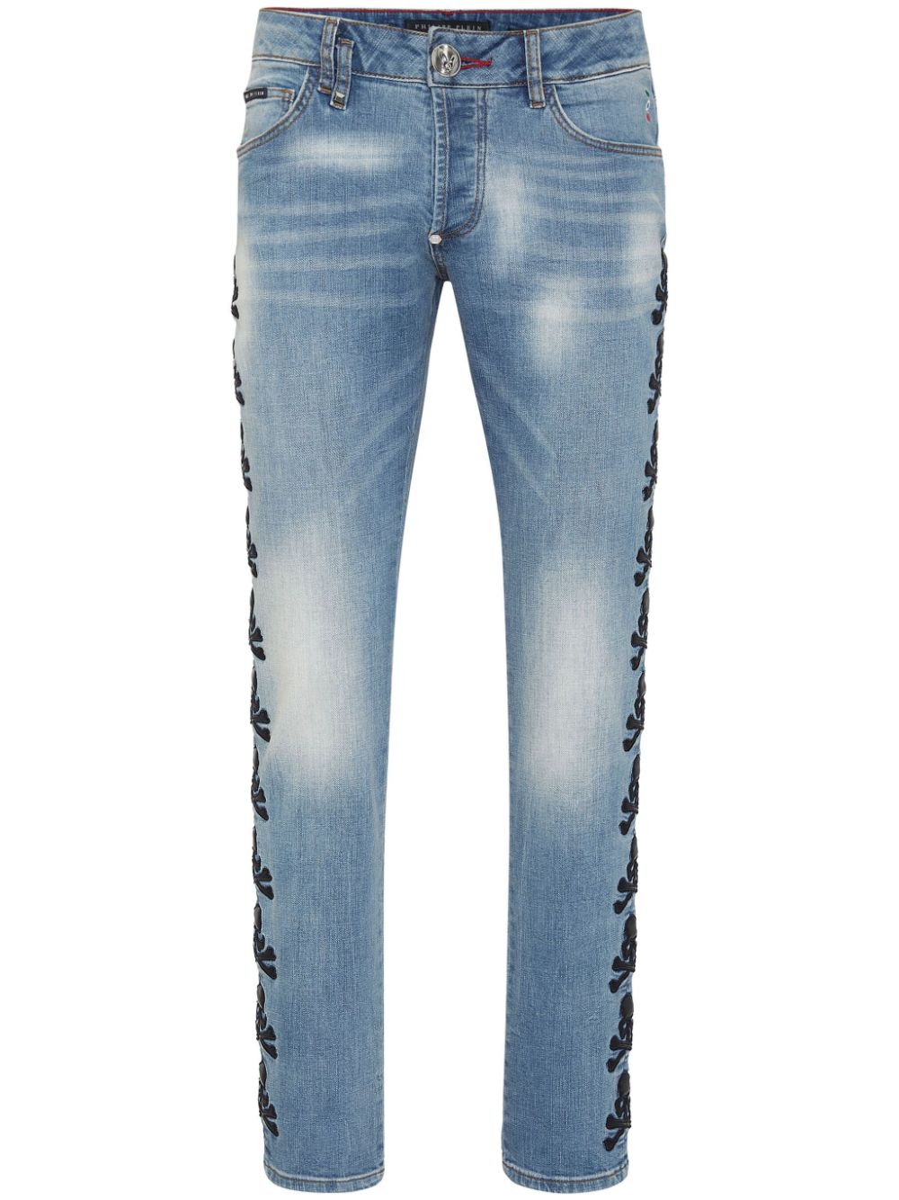 Skull mid-rise slim jeans - Black