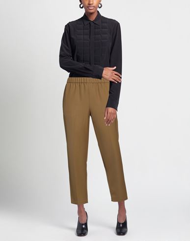 Pomandère Woman Pants Military green Size 4 Polyester, Virgin Wool