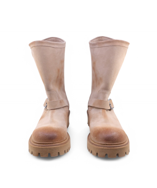 6.5cm Feather Commando Sole Suede Engineer Boots Sand