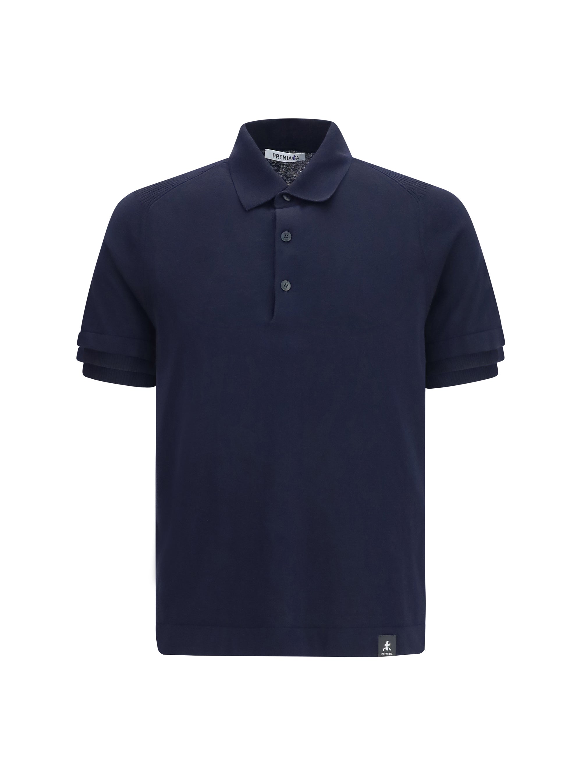 Cotton Ribbed-Collar Polo Shirt — Navy
