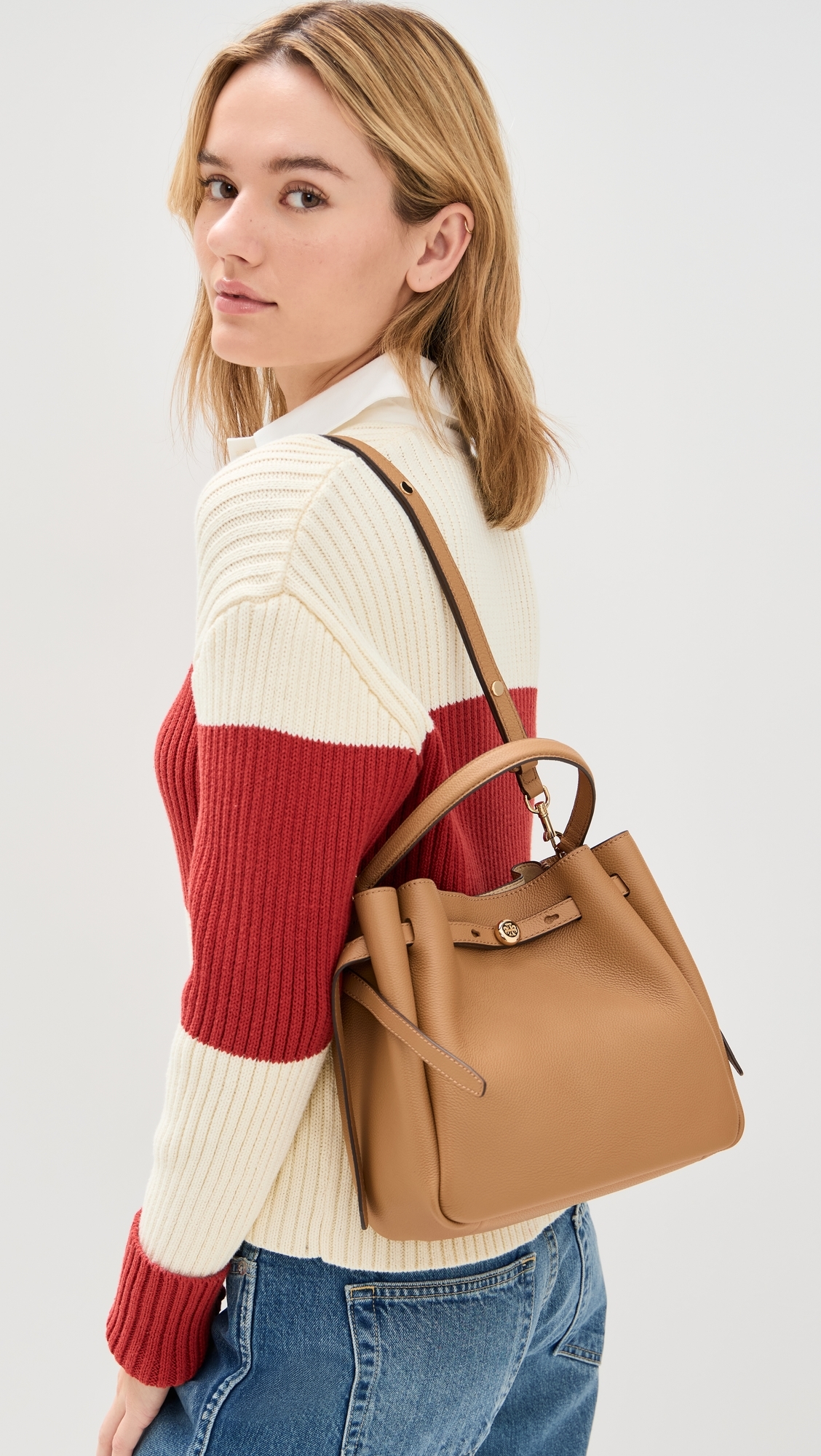 Romy Pebbled Small Bucket Bag Tiramisu One Size