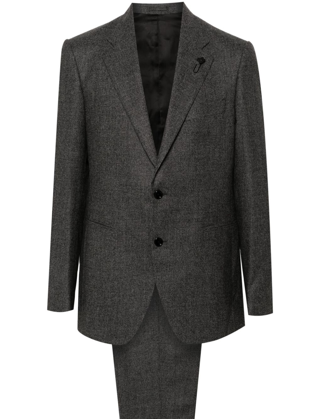 Brooch-detail suit - Grey