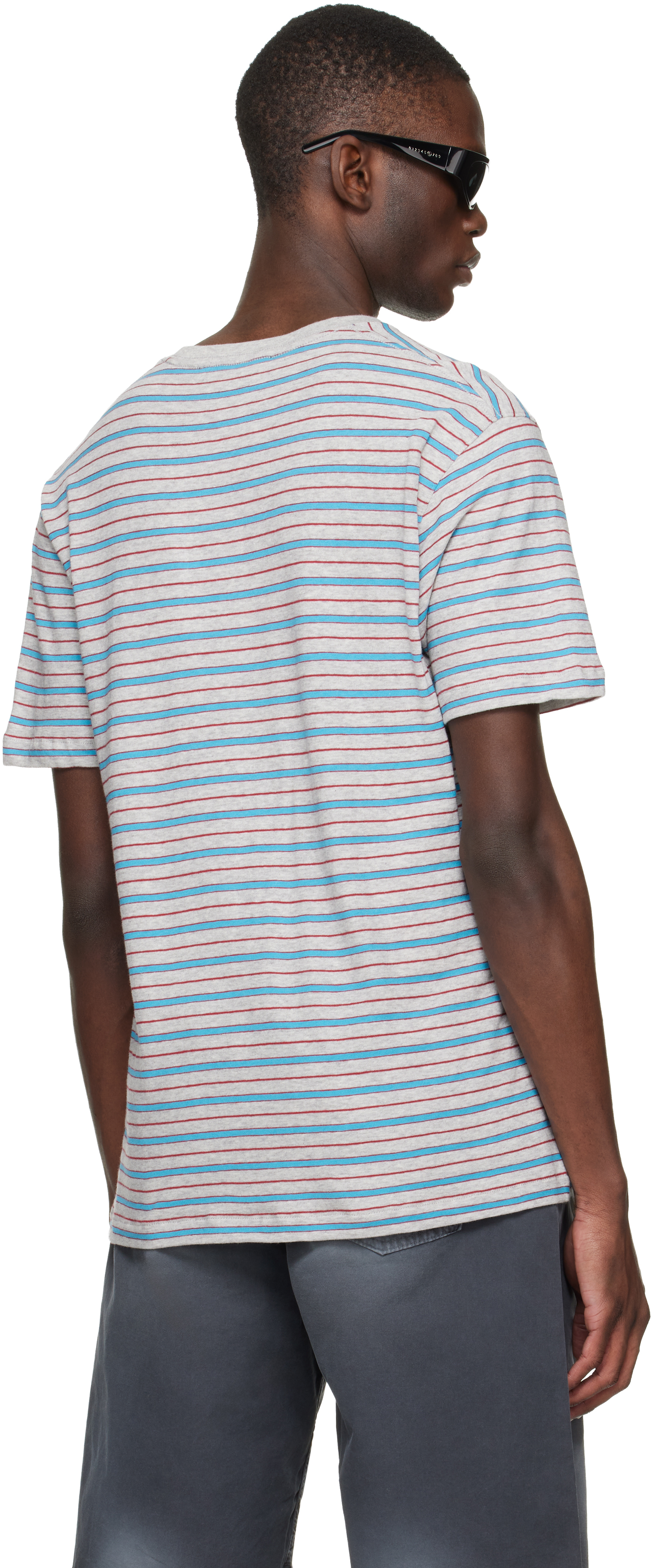 Gray & Blue Striped T-shirt