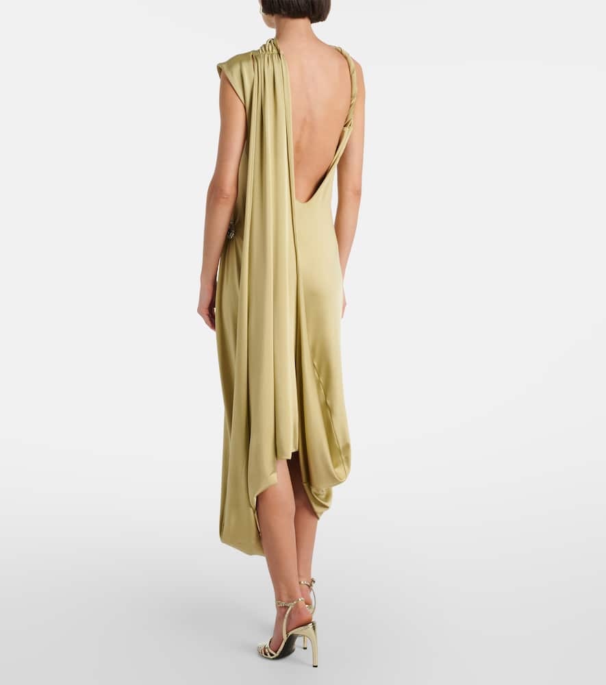 Embellished satin midi dress