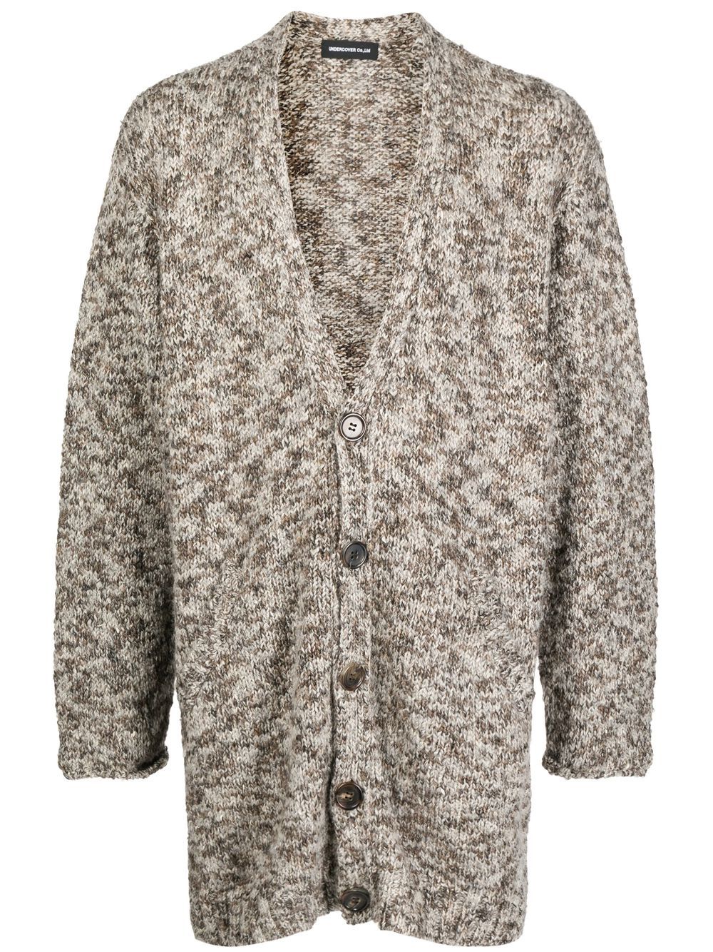 Intarsia-knit cardigan - Brown
