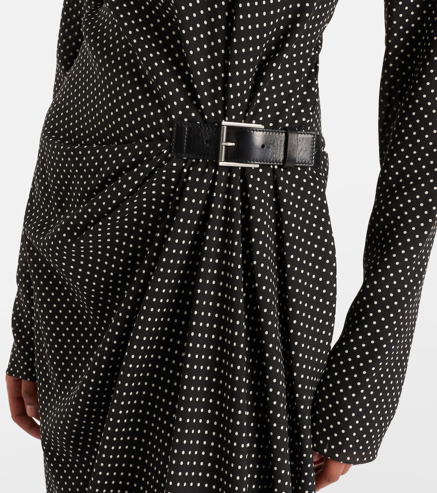 Polka-dot silk midi dress