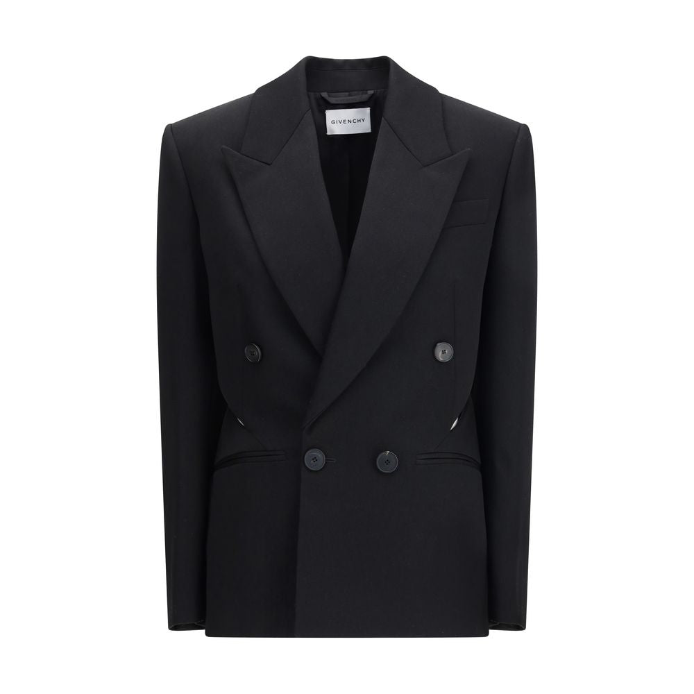 Double-Breasted Wool Blazer — Black