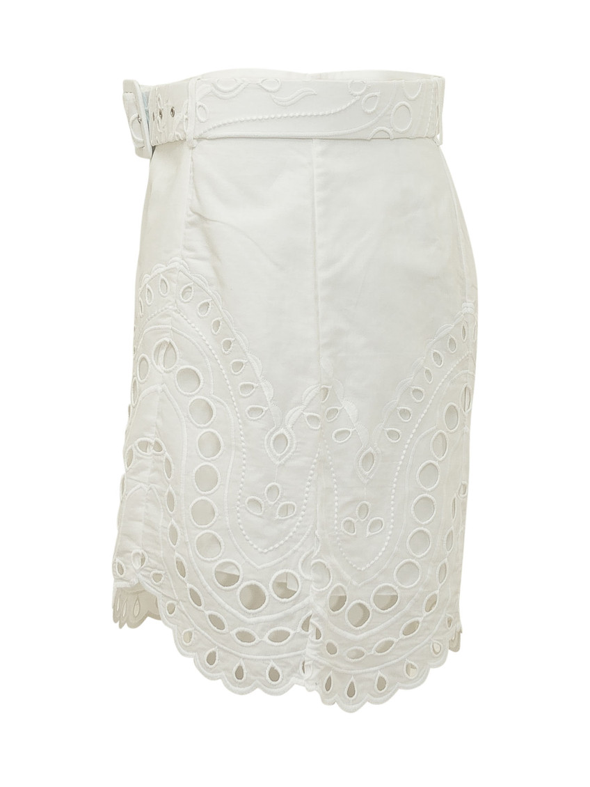 White Embroidered Shorts