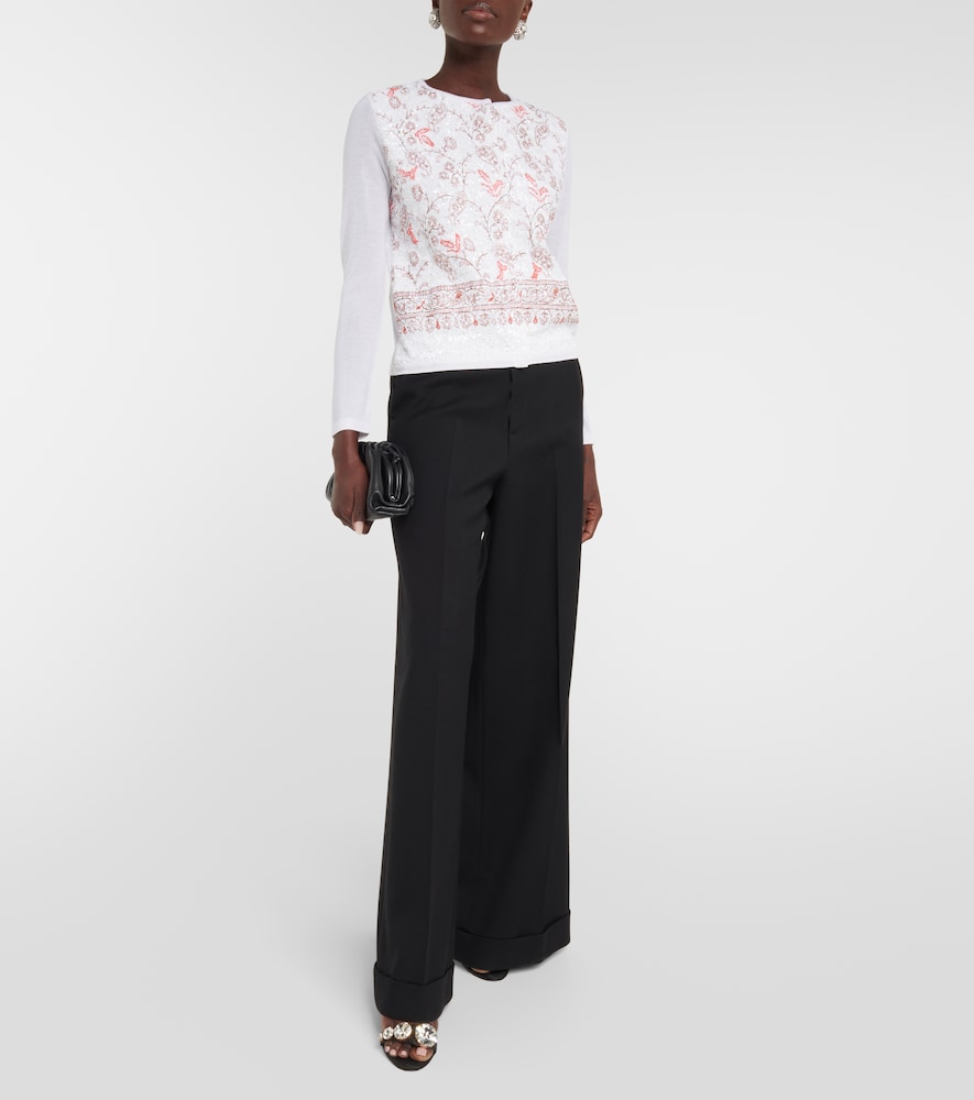 Embroidered cashmere and silk cardigan