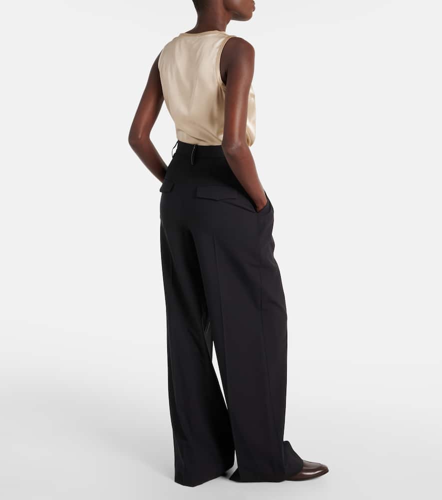 Wool-blend wide-leg pants