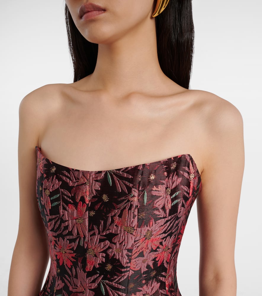 Rousseau floral brocade midi dress