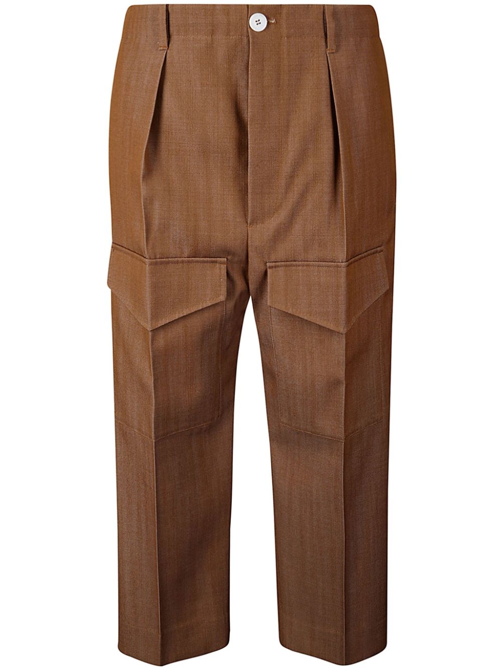 Pleat-detailing straight trousers - Brown