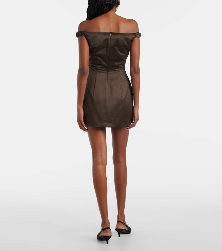 Floral-appliqué cotton corset dress