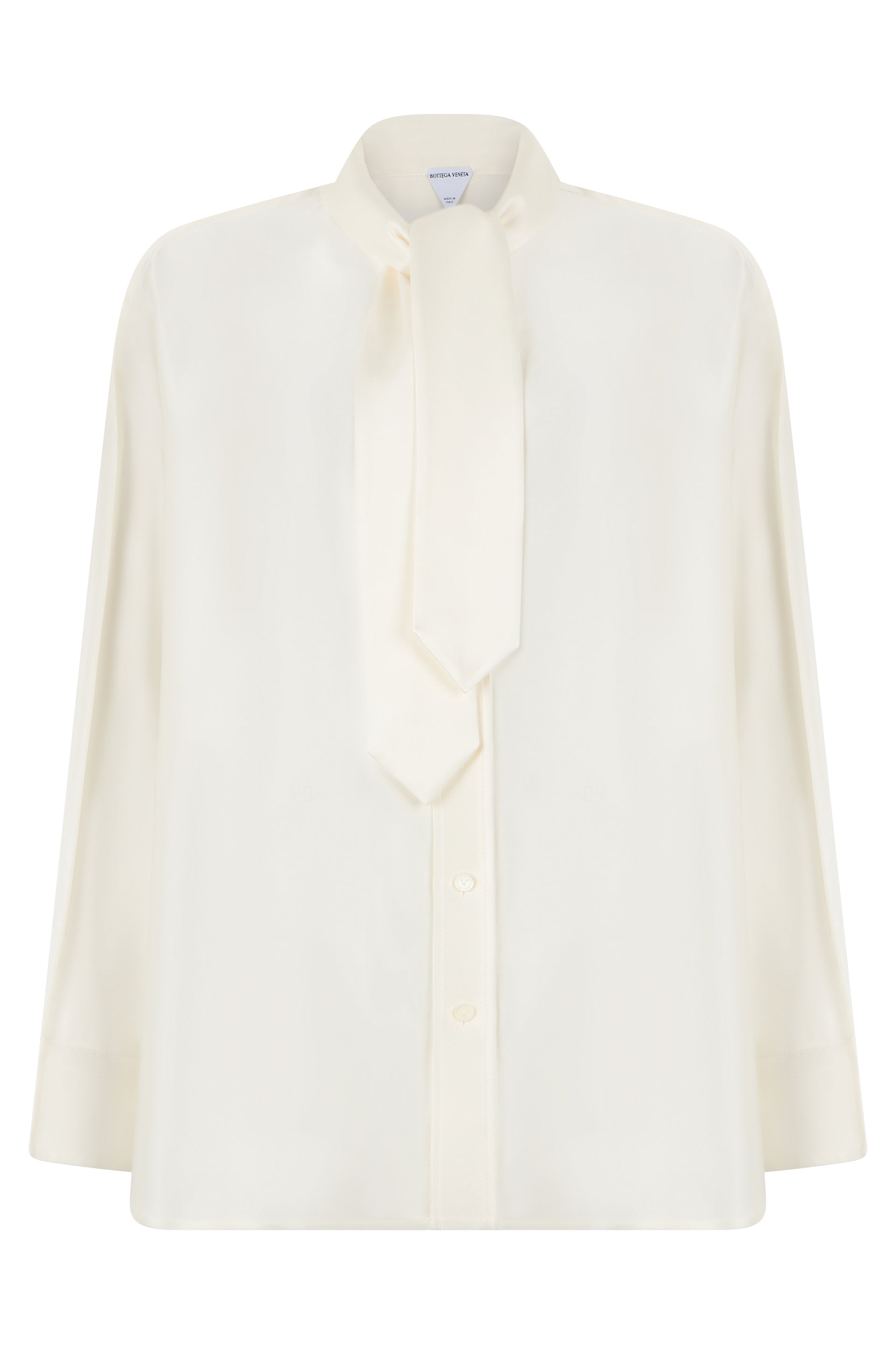 Silk High Collar Shirt with Lace Closure