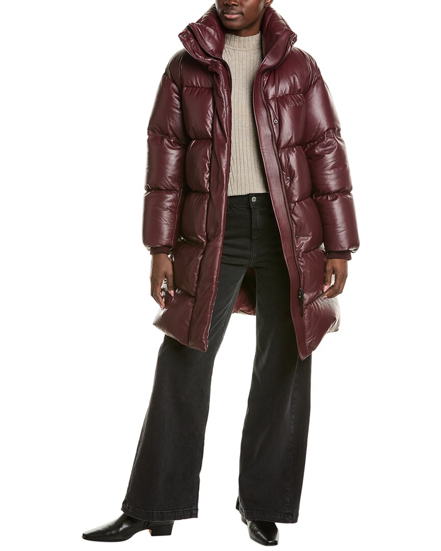 Saya Quilted Leather Down Coat