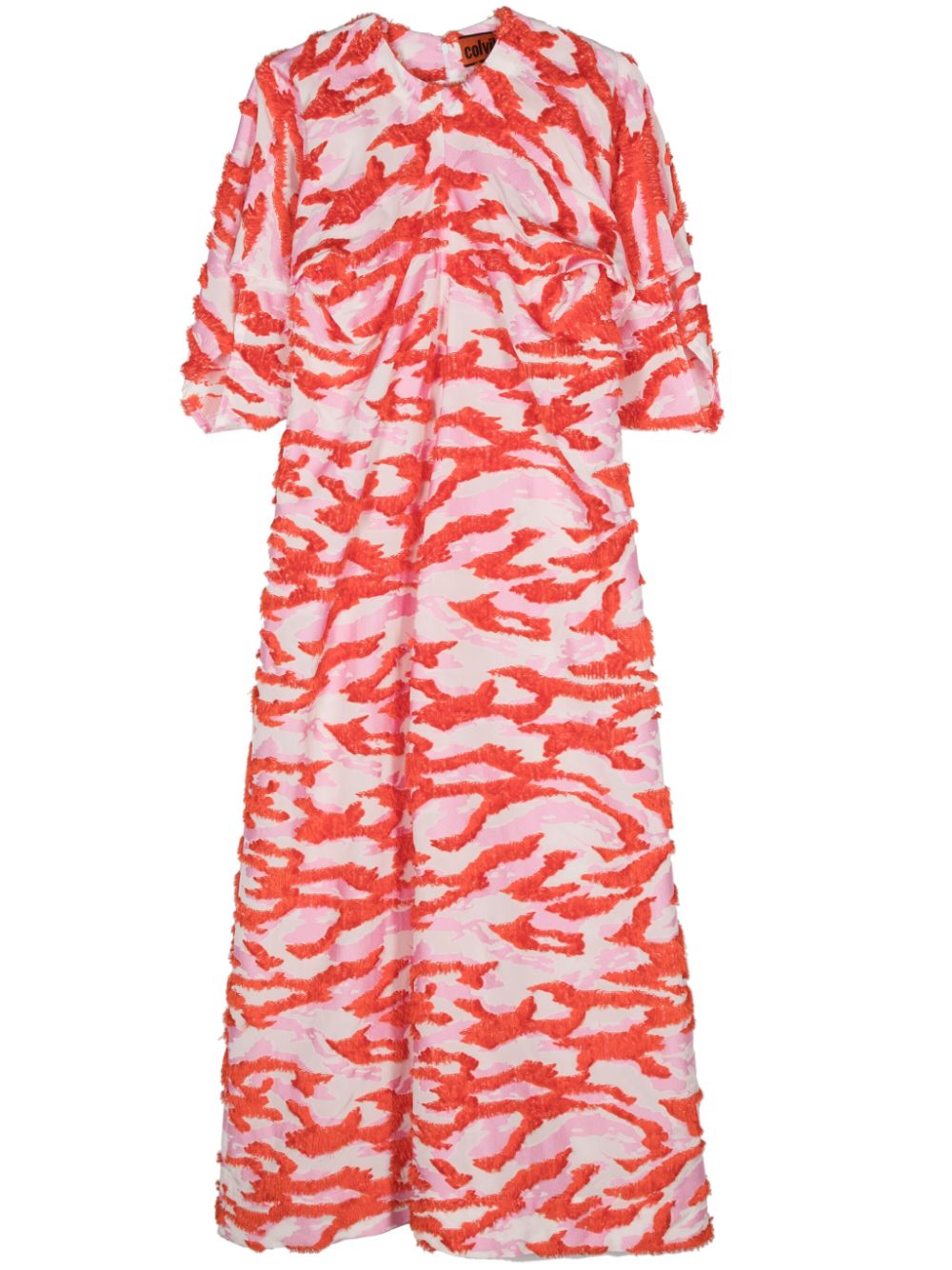 Cocoon abstract-pattern dress - Orange