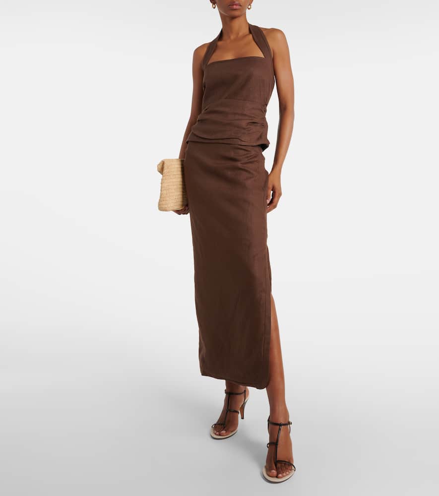 Jerry linen midi skirt