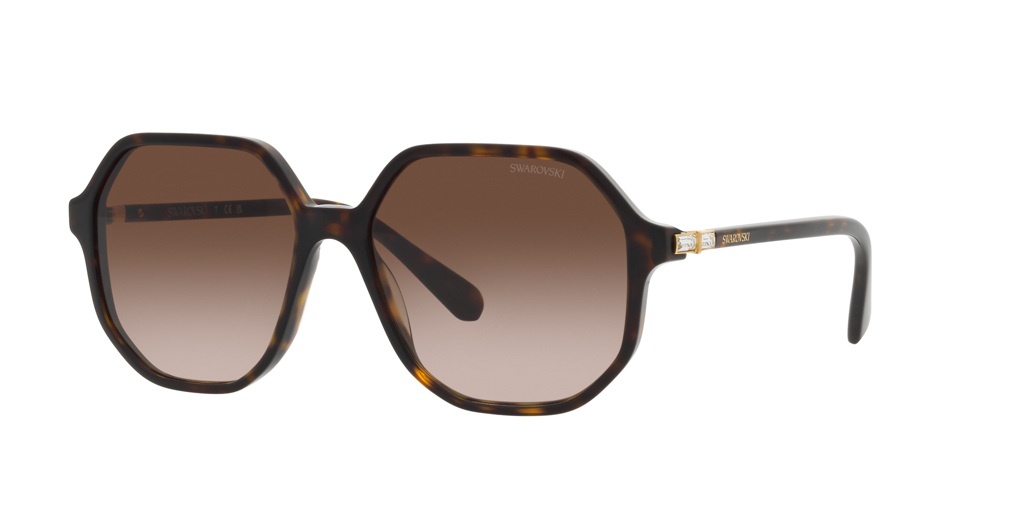 Swarovski Woman Swarovski SK6003 100213 Sunglasses Acetate Turtle Brown Geometric Normal Shaded