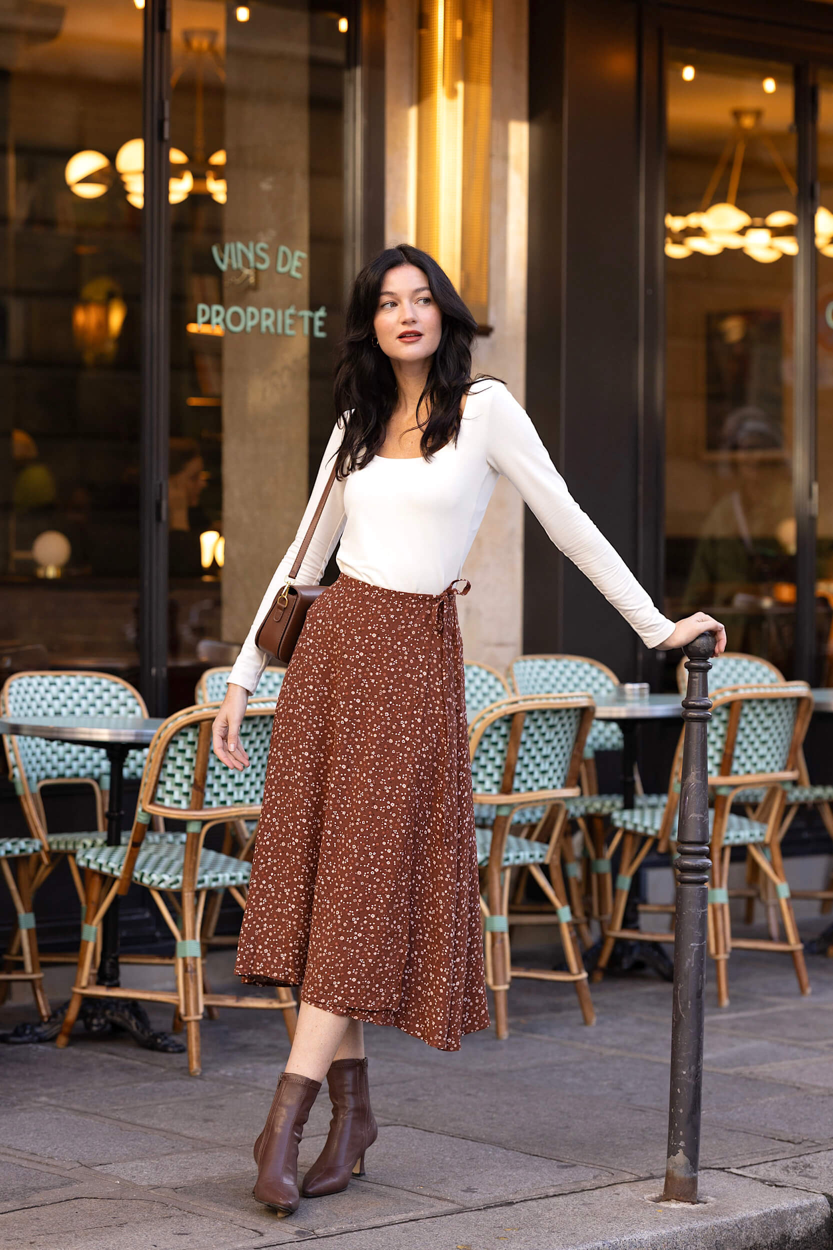 Brown Viscose Wrap Skirt Mara
