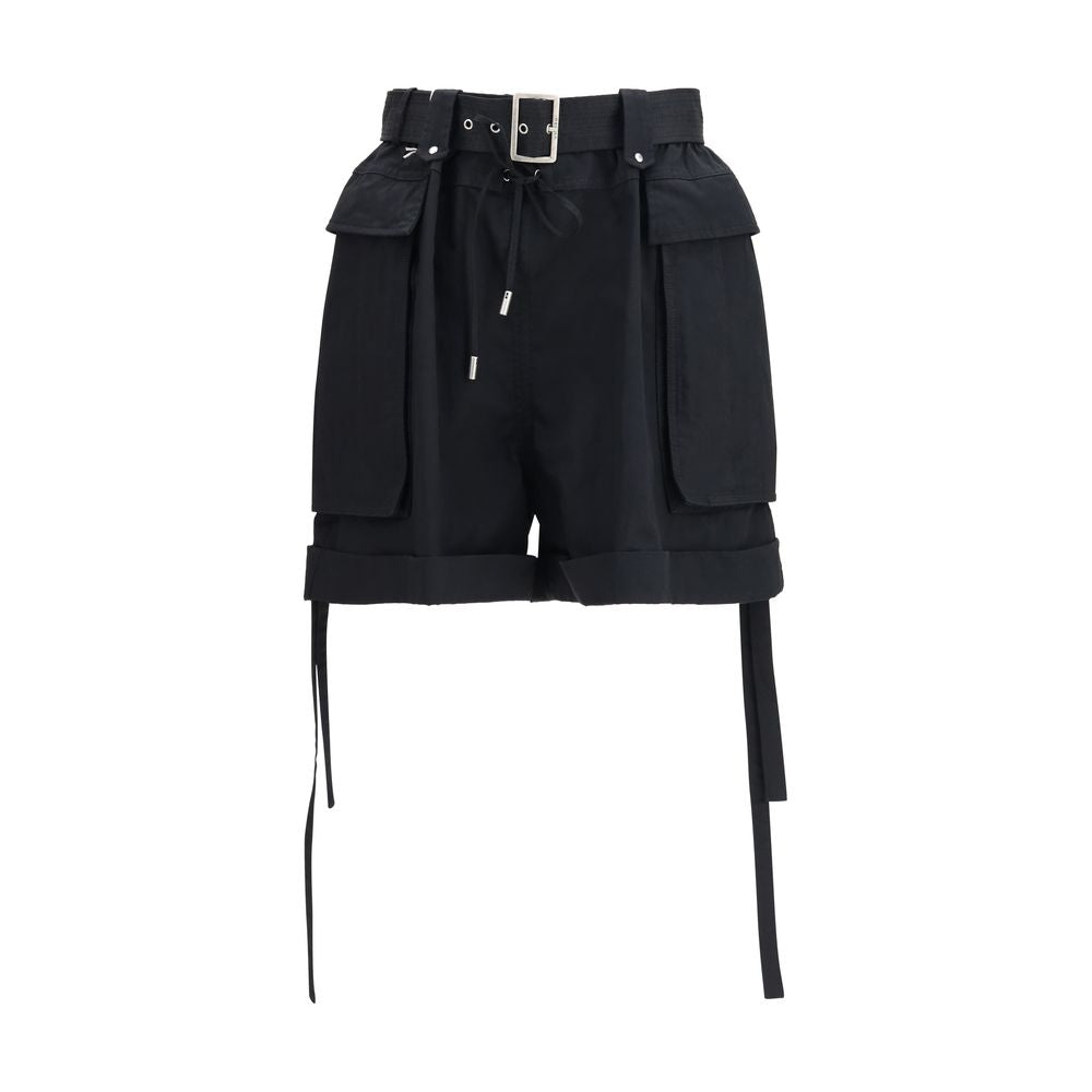 Cargo-Pocket Cotton Bermuda Shorts — Black