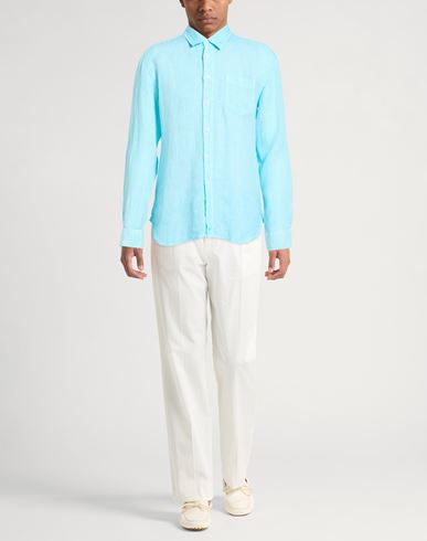 Man Shirt Turquoise Size M Linen