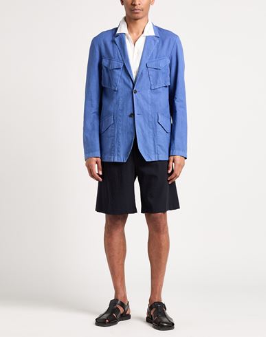 Man Blazer Light blue Size 38 Cotton, Linen, Elastane