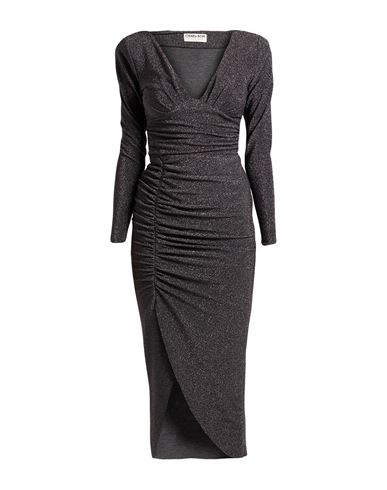 Woman Midi dress Charcoal Size 10 Polyester, Viscose, Polyamide, Metallic Polyester, Elastane