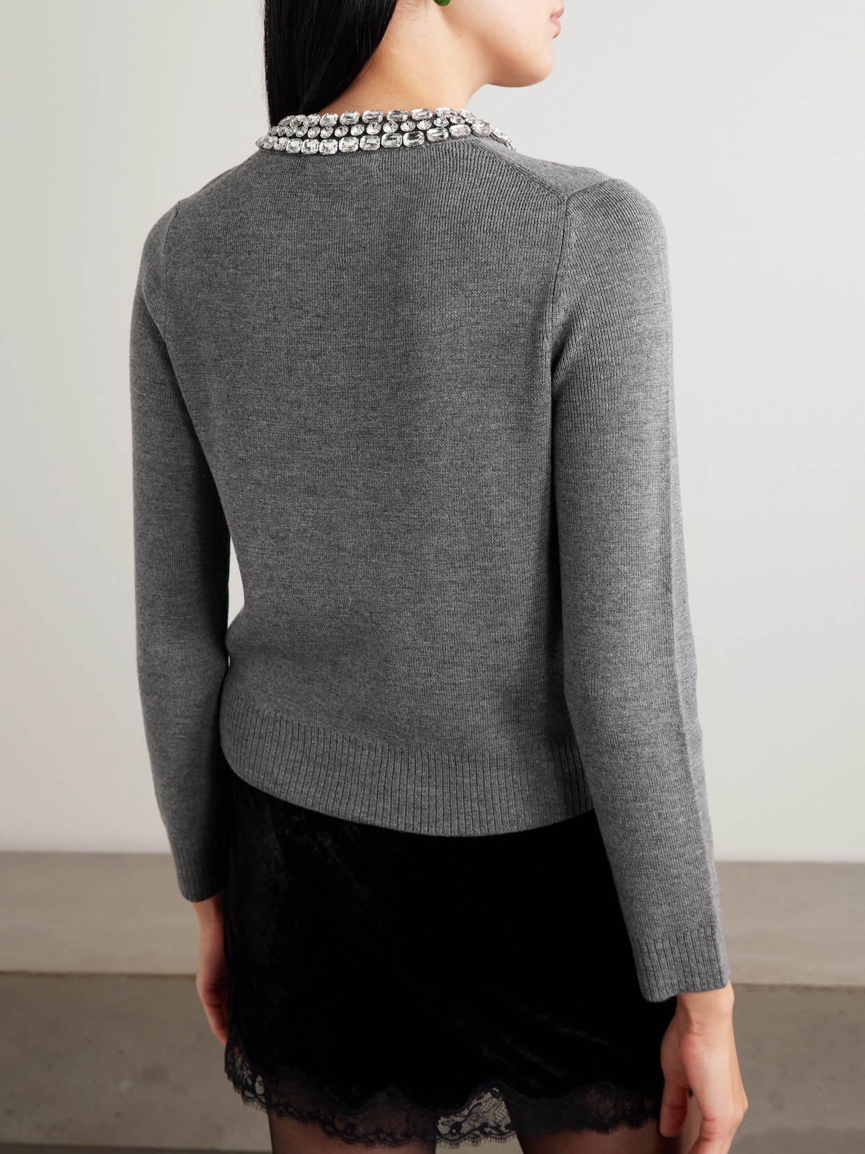 Daro Crystal-embellished Wool Cardigan - Gray