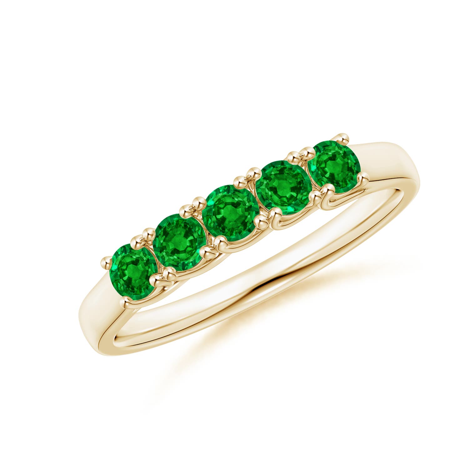 Angara 0.45 Carat Half Eternity Five Stone Emerald Wedding Band in 14K Yellow Gold
