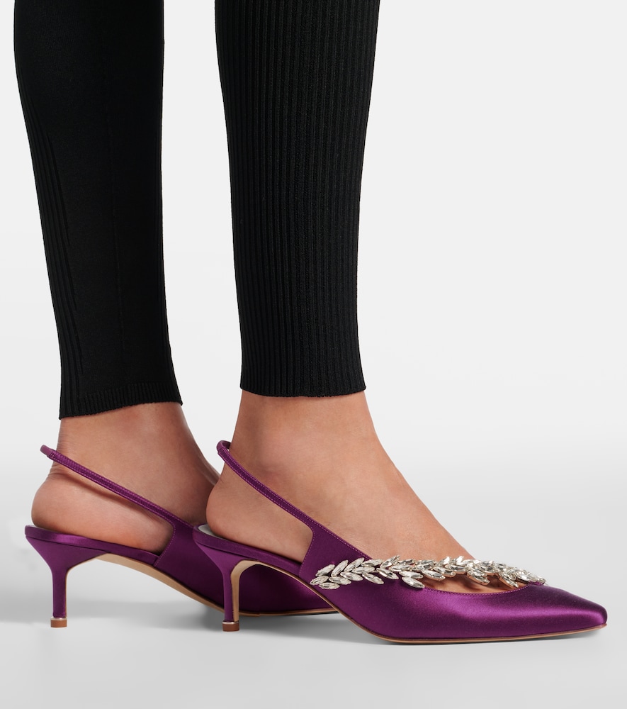 X Manolo Blahnik satin slingback pumps