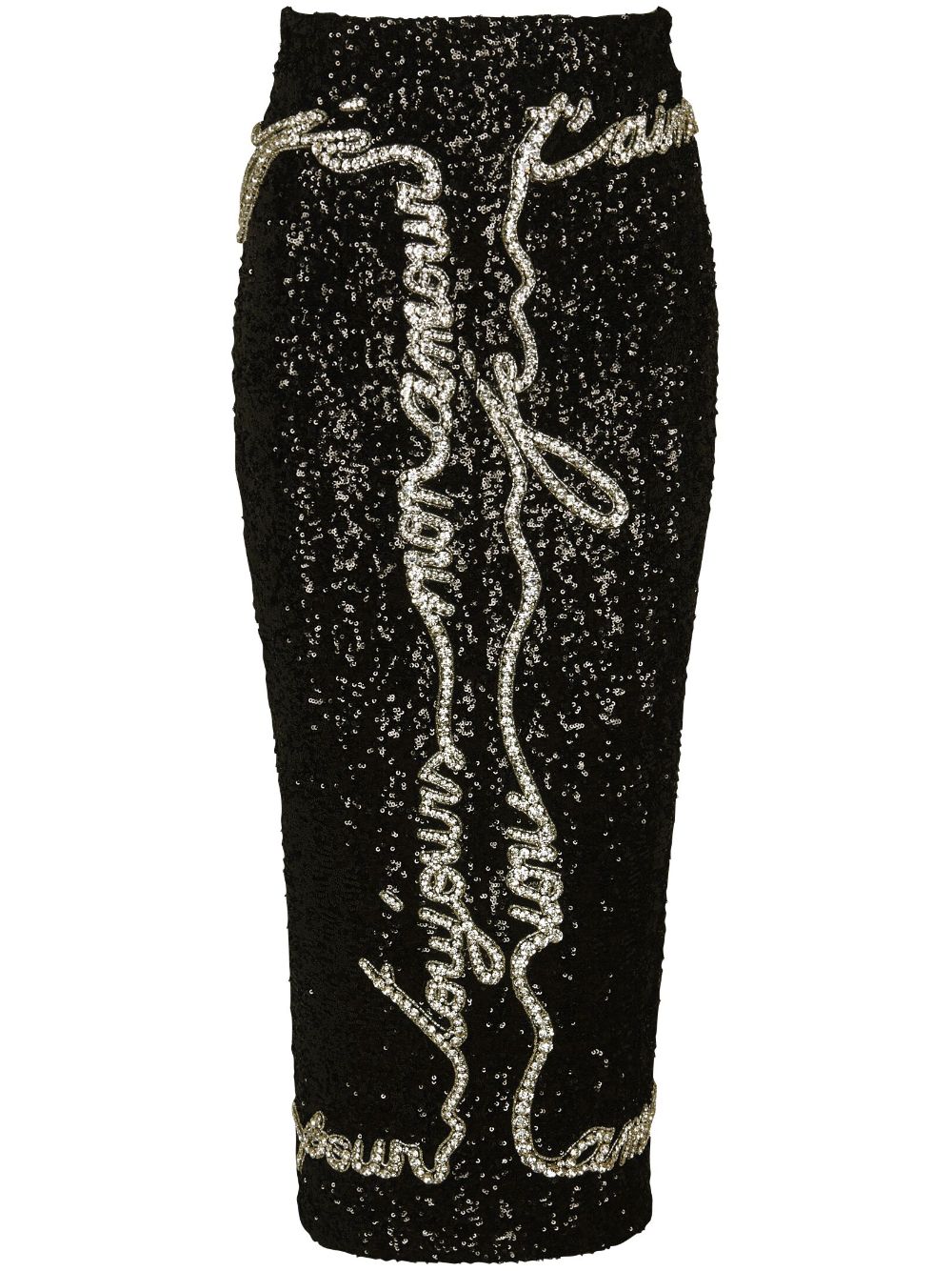 Sequin-embellished midi skirt - Black
