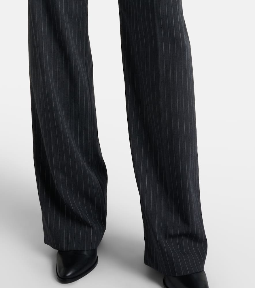 Pinstriped wool-blend straight pants