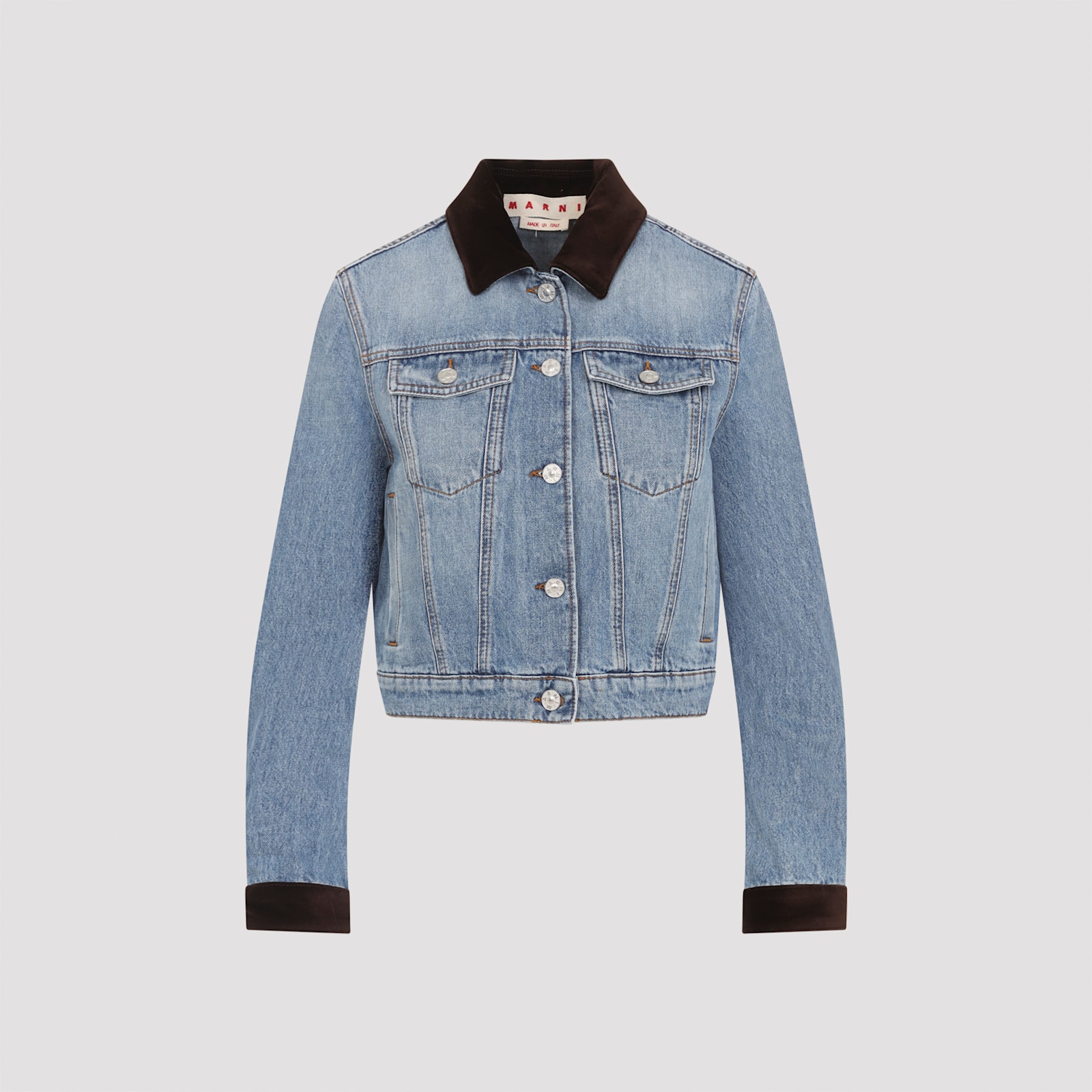 Washed Bull Denim Trucker Cropped Jacket