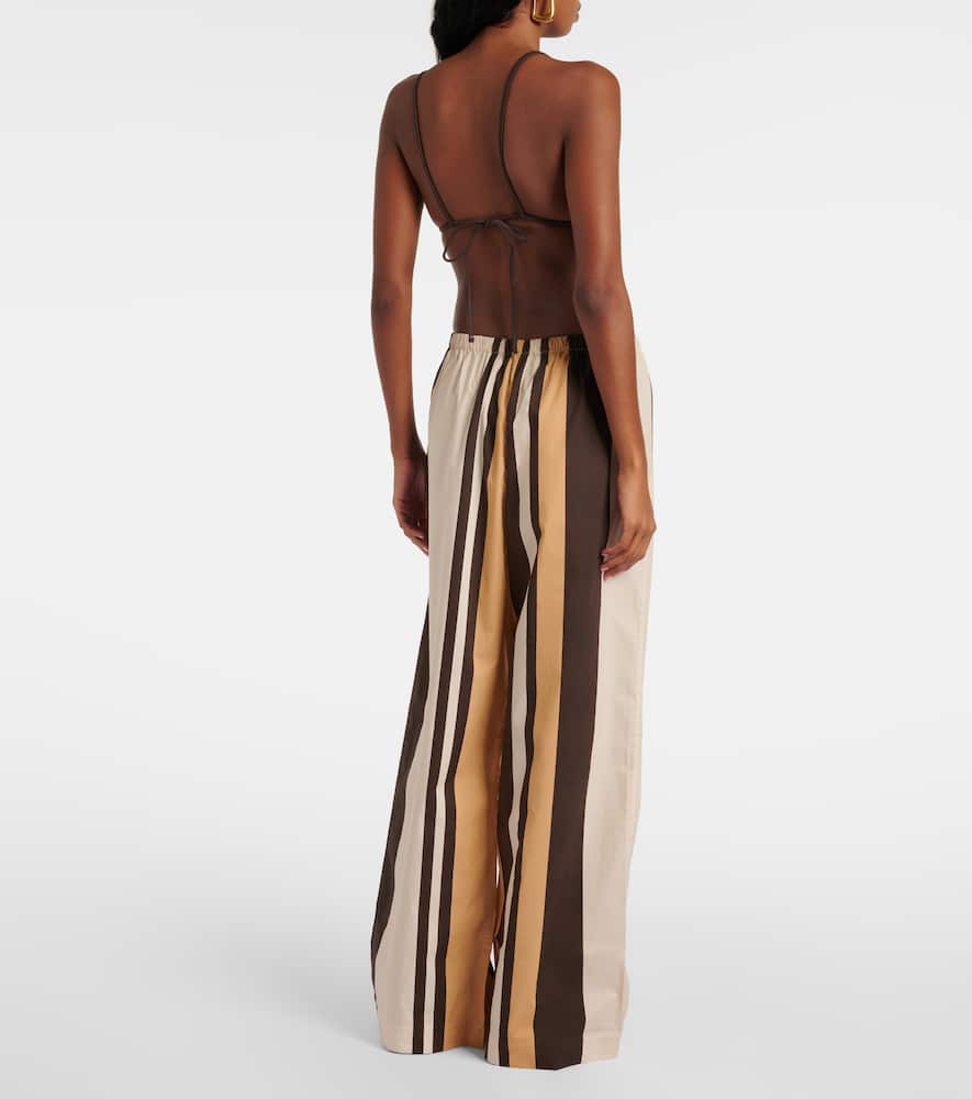 Savanna striped cotton wide-leg pants