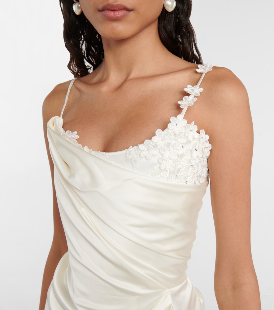 Bridal Venus embellished satin minidress