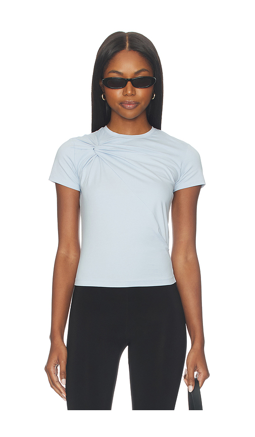 Good American Super Stretch Twist Tee Shirt in Baby Blue. XS. Also in L