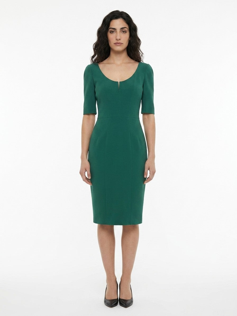Acetate-Viscose Sheath Dress — Green