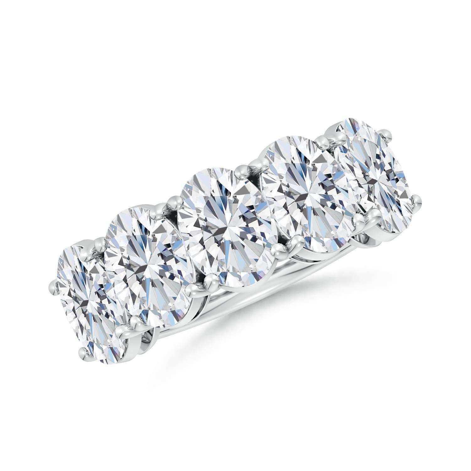 Angara 5.0 CTW Lab-Grown Oval Diamond Five Stone Classic Anniversary Ring in 14K White Gold