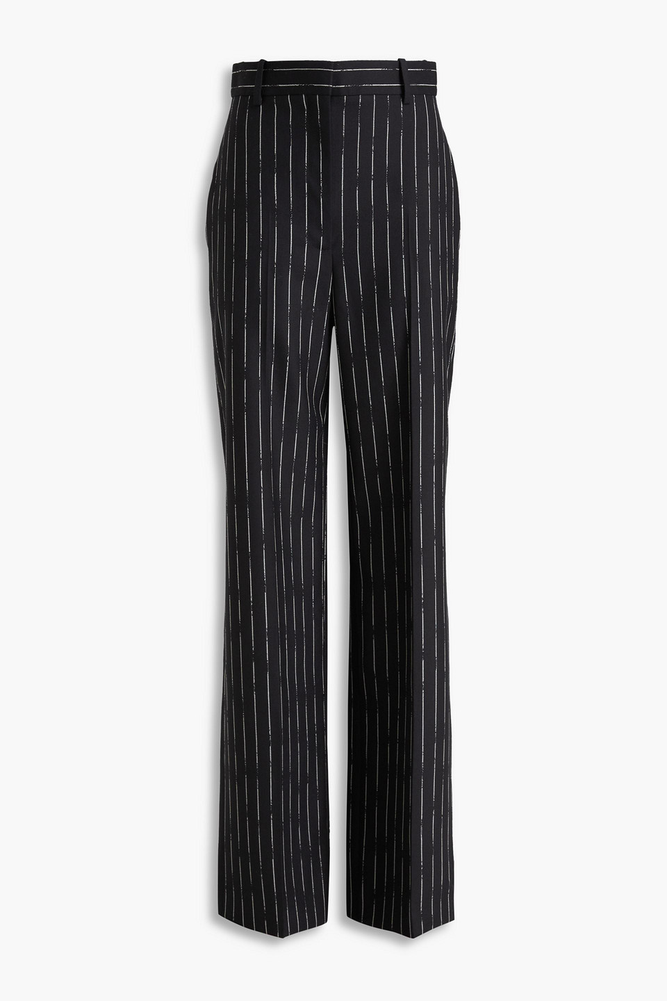 Striped wool-twill straight-leg pants - Black - IT 44