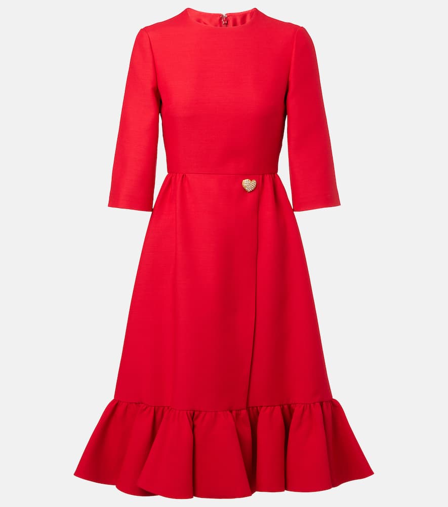 Crepe Couture embellished ruffled midi dress