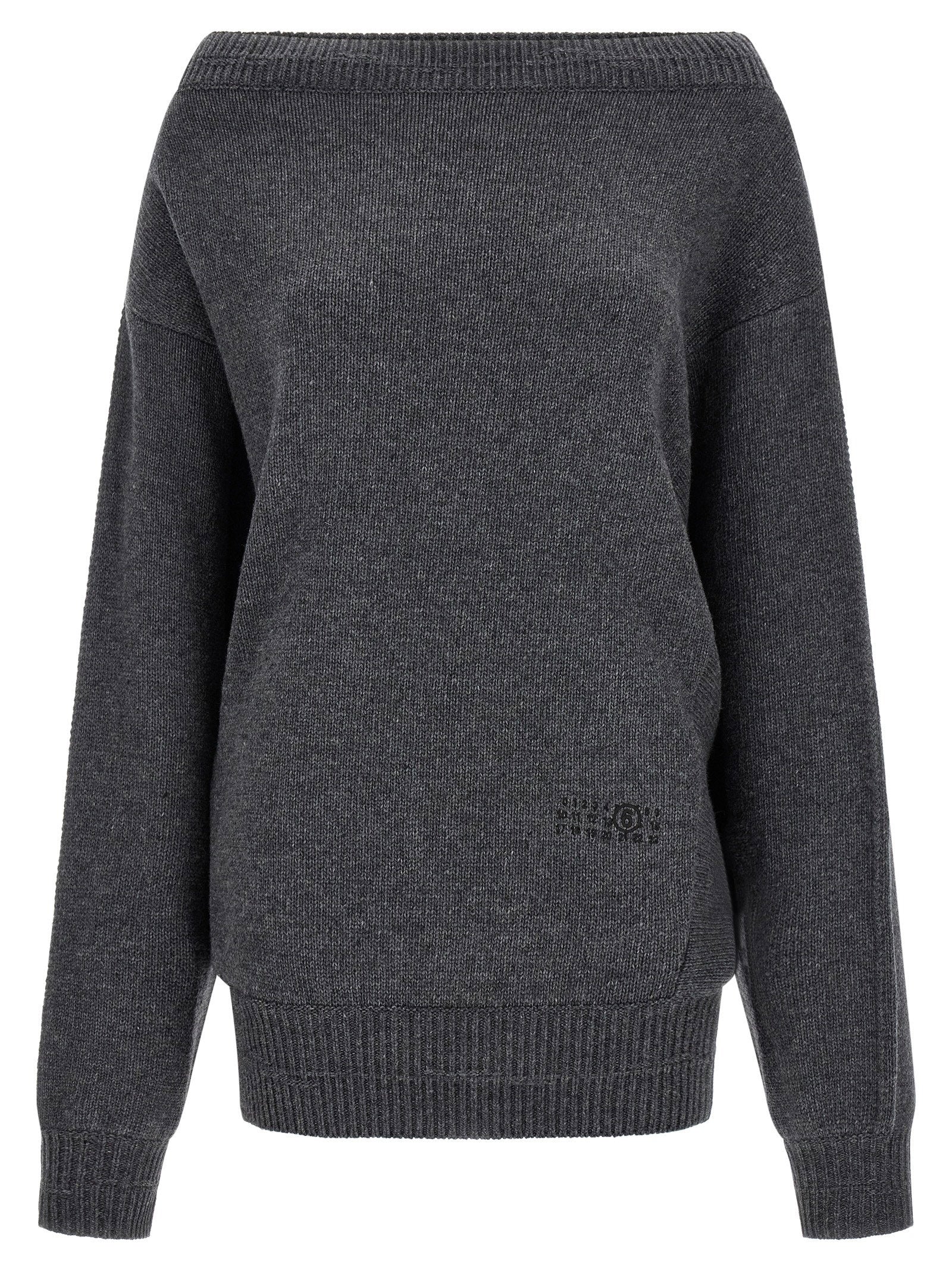 Off-the-Shoulder Merino Wool Sweater — Charcoal