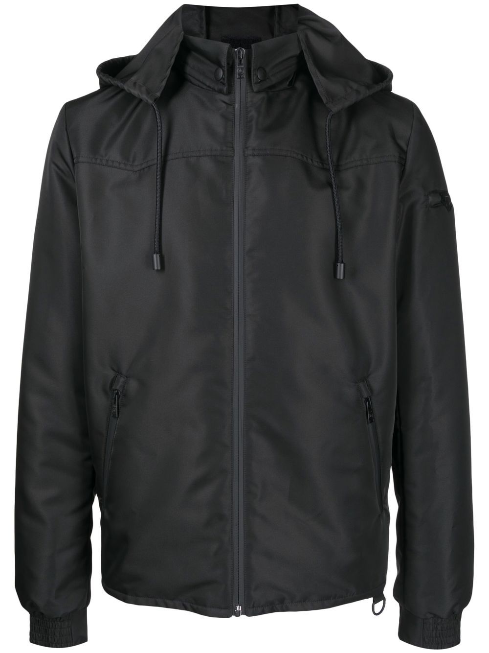 Graphic-print hooded jacket - Black