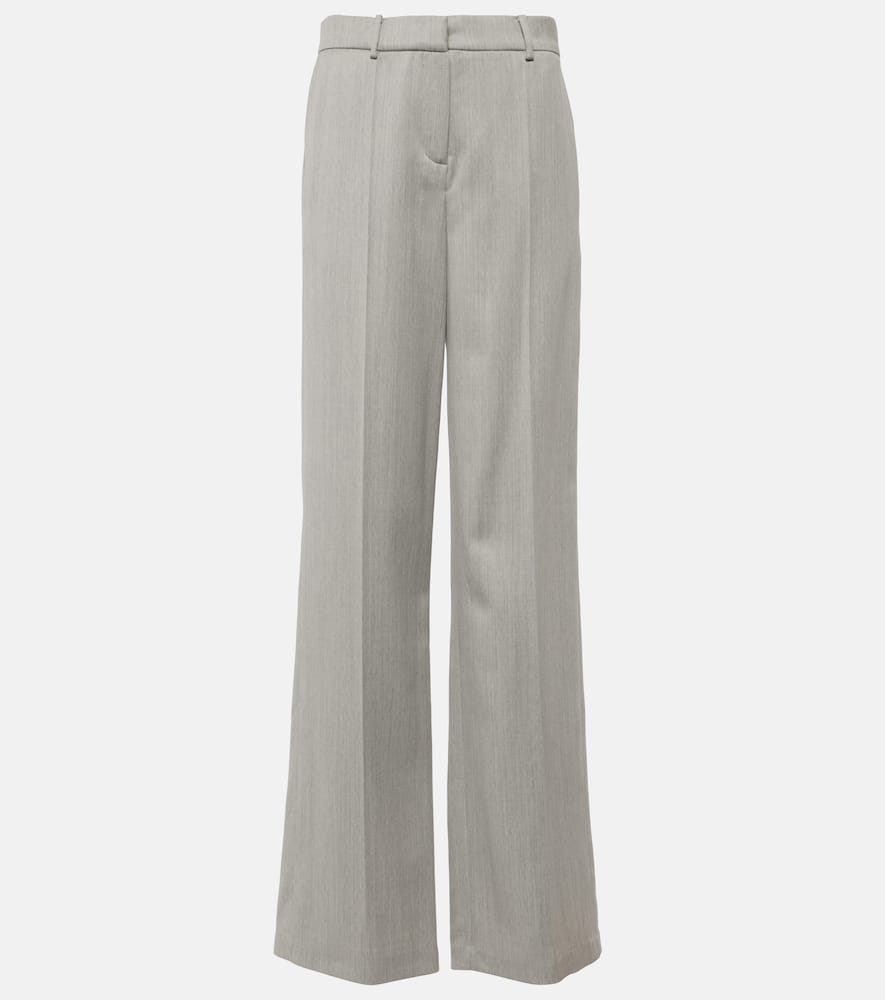 Mid-rise wool straight pants