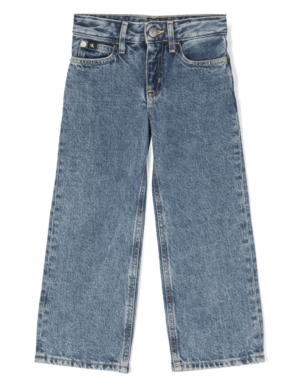 Acid-wash straight-leg jeans - Blue